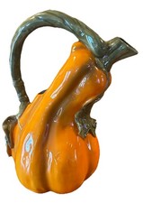 Beautiful Autumn Ceramic Gourd And Vines Pitcher 10”H x 7” W picture