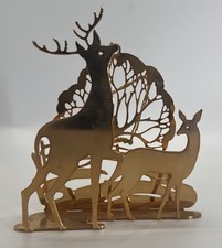 The Danbury Mint Gold Ornament 1984 Winter Wonderland Deer Reindeer picture
