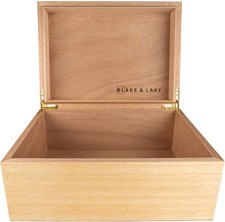 Blake & Lake Wooden Keepsake Box with Lid - Blonde Catchall Wood Storage Box ... picture