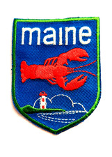 Maine Lobster & Lighthouse Iron-On Patch by Baxter Lane - New, Vintage Unwrapped picture