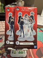 2x Neon Genesis Evangelion Acrylic Mini Figure New SEALED  Blind bag E Prize picture