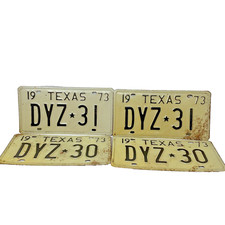 Vintage Texas license plates in sequential Consecutive order 1973 (two sets) picture
