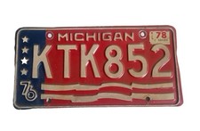 1976 1978 Michigan License Plate Bicentennial # KTK852 picture