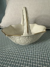 Vintage 1990 Lenox San Spice Gold Trim Porcelain Basket Made In USA picture