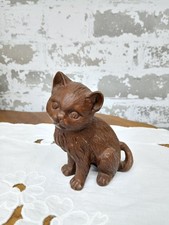 Vintage Red Mill Mfg Kitten Cat Figurine Brown Pecan Shell Resin picture