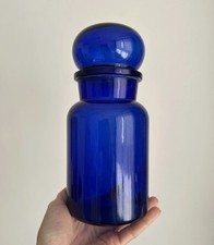Vintage Belgian Cobalt Blue Glass Large Bottle picture