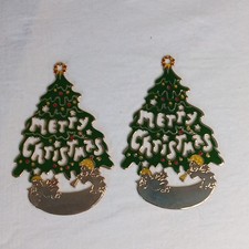 Vintage G. DUCHIN 1979 Metal Christmas Ornament Tree Merry Christmas Set Enamel picture