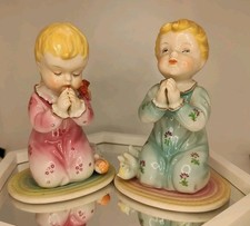 Lenwile Ardalt Vintage Porcelain Praying Children Figurines 2 picture