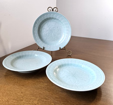 Set Of 3 Vintage Celadon Green 8-Inch Lillian Vernon Koi Fish Plates Salad Plate picture
