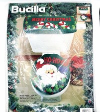 Vintage 1994 Bucilla Santa Felt Aplique Kit Tank Top Seat Lid Christmas picture