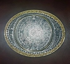 Vintage Crumrine Aztec Calendar Belt Buckle Made In USA rodeo Western Cowboy picture