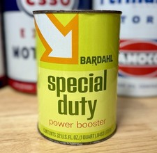 Rare Vintage NOS Bardahl Special Duty Power Booster Oil Can Quart FULL picture