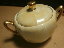 Vintage RS Germany Lustre Luster Yellow Sugar Bowl Dish w/ Lid  picture