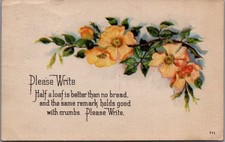 1924 Please Write Quote Postcard with Wild Roses & Garibald, Kansas Postmark picture