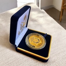 MASSACHUSETTS STATE POLICE Officer Trooper Challenge Coin in Blue Velvet Case picture