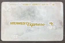 Vintage Midwest Express Airlines Airplane Metal Sample Card picture