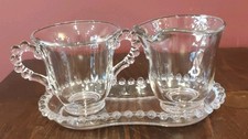 Imperial Glass Candlewick Cream & Sugar Bowl w/Tray - Excellent Condition picture