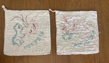 2 VTG Handmade Embroidered Pot Holders picture