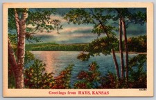 KS, Hays, Greetings, Moonlight, Lake, Vintage Postcard picture