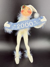ANNALEE New Year 2000 Millennium Frosty Elf Winter White Tinsel Vintage picture