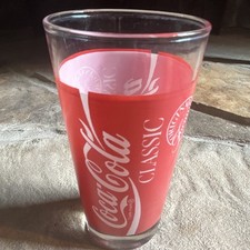 Coca-Cola Classic Red & Clear Glass Tumbler Soda Theme Sticker Advertising picture