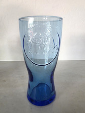 Vintage McDonald's Blue Glass Embossed Golden Arches Circle Logo Circa 2008-2010 picture