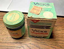 Vintage Vicks Vaporub Jars Set Of 2 one in original vintage box picture