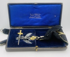 Antique Sterling Silver Masonic Knight Kadosh Double Headed Eagle Medal in Box picture