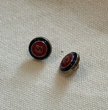 2pc of Gucci Buttons GG Logo Red Navy Gold METAL 11mm picture
