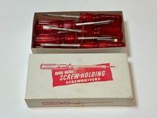 NEW Quick-Wedge 10pc 1834 Red Handle Flat Screw-Holding Screwdriver Bulk Box NOS picture