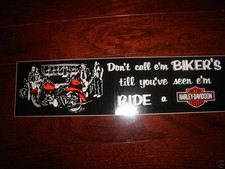 25 LOT HARLEY DAVIDSON Vtg DON'T CALL EM BIKERS BUMPER STICKERS 11.5 X 3