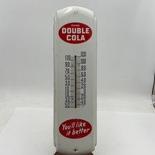 VINTAGE DOUBLE COLA SODA POP ADVERTISING THERMOMETER GAS STATION SIGN 17
