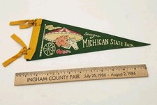 Vintage Michigan State Fair Print Pennant Flag Rare Felt 50s 60s Animals Small picture