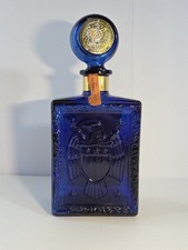 VTG JW Dant American Legion 50th Anniversary Cobalt Blue Glass Whiskey Decanter picture