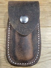 Buck 112 Distressed leather knife sheath. Brown. Plain flap. Sheath only picture