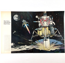 Apollo Astronauts VTG 1969 PRINT ARTICLE ILLUSTRATION Space Moon Landing 2-page picture