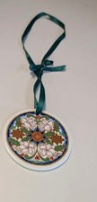 Vintage Royal Crown Derby Round Christmas Ornament English Fine Bone China picture