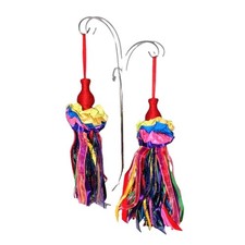 Vtg Dillards Trimmings Xmas Ornaments x2 Ribbon Beads Tassels Mardi Gras In Box picture