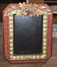 Vintage Fitz And Floyd Equestrian 5x7 Photo Frame Applied Leaves Acorns Retired  picture
