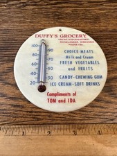 Vintage Duffy’s Grocery Thermometer  Rhinelander Wisconsin Ice Cream Milk Candy picture