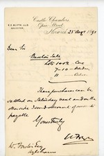 1891 Antique Letter Account Bacton Sale Lots 1-12 Norwich E. E. Blyth Solicitor picture