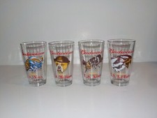 Lot of 4 Budweiser Beer Glasses Salutes U.S. Military Army Navy Marines USAF picture