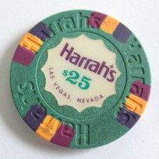 Vintage Harrah’s Casino $25 Gaming Chip Las Vegas Nevada Paulson Molded Clay GPI picture