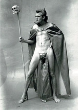 1950s nude model wearing Devil costume gay man Halloween 5x7 Photo print M691 picture