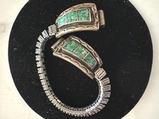 Vtg Native American Sterling Silver Turquoise Inlay Watch Tips Speidel Band picture