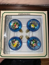 4 Vintage Gnome Elf Diorama Unbreakable Plastic Christmas Tree Ornaments picture