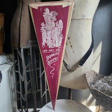 Antique Brinkley Beauties Red Pennant Flag Look Who's Here 1910s Nell picture