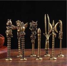 2 PCS Random Brass Smoking Pipe Pressing Rod Tools Grinding Dredge Concave Spoon picture