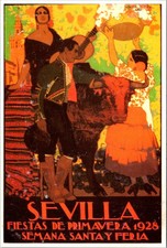 Sevilla Spring Festival 1928 Semana Santa Y Feria Bull Flamenco Vintage Postcard picture