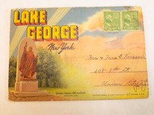 Vintage 1938 Postcard LEPORELLO Booklet Lake George New York Stamped picture